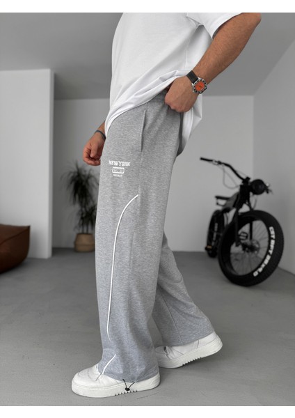 Gri New York Nakışlı Stoper Paça Eşofman PM-015 fırsatları