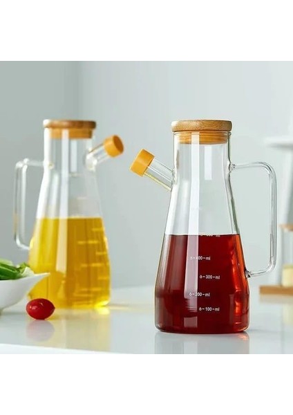 Home 900 ml Borosilikat Cam Yağdanlık,termisil Isıya Dayanıklı Yağlık ve Sirkelik,zeytin Yağı,limon Suyu ve Sirke Için Yağ Şişesi (1 Adet)