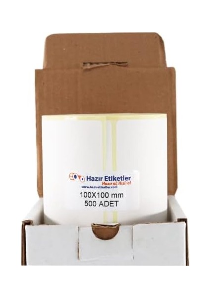 Etiketler , Hazır Al Hızlı Al Kargo Etiketi Eko Termal Etiket 100MM x 100MM Ruloda 500 Adet 40MM Kuka Çapında Direk Termal Transfer Etiketi modelleri