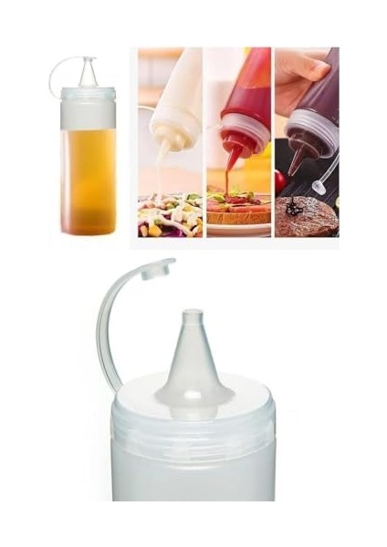 Home 2 Adet Sos Şişesi 700 ml Plastik Yağlık Sirkelik Ketçap Mayonez Sızdırmaz Sosluk Yağdanlık,bpa Içermez (Şeffaf)