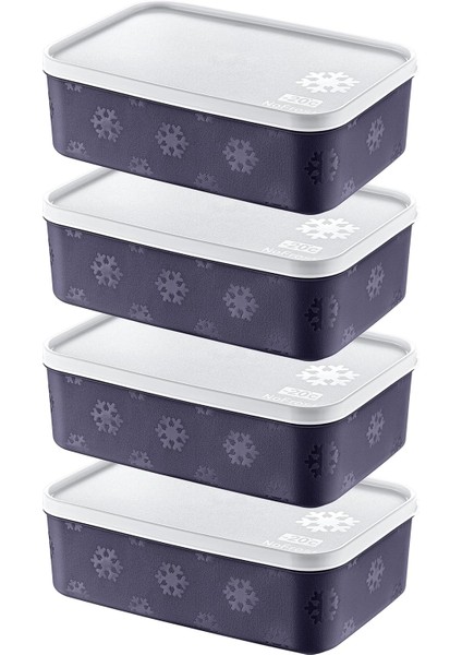 4'lü Set No Frost Saklama Kabı Lacivert 1600 ml