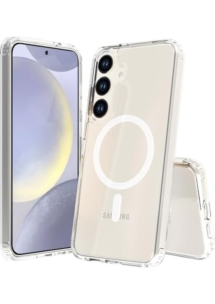 Labs Galaxy S24 Plus ile Uyumlu (6.7 Inç) Magsafe Uyumlu Air Hybrid Darbe Emici Tpu + Pc Şeffaf Kılıf