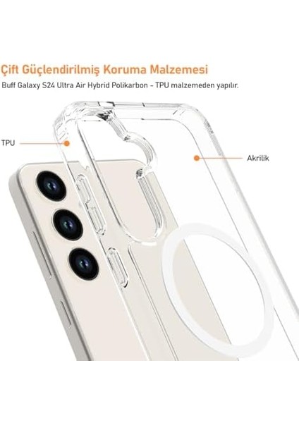 Labs Galaxy S24 Plus ile Uyumlu (6.7 Inç) Magsafe Uyumlu Air Hybrid Darbe Emici Tpu + Pc Şeffaf Kılıf