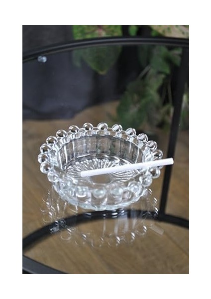 Bubbles Yuvarlak Cam Kristal Lüks Küllük - Kül Tablası - Yuvarlak Kül Tabağı 13 cm