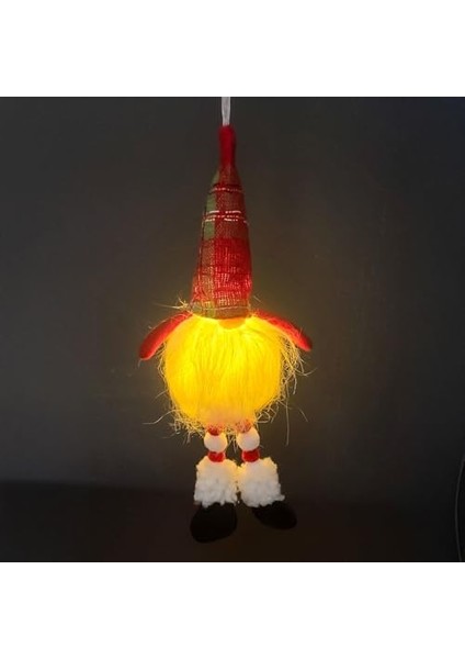 Yılbaşı Süsü Noel Baba Figürü Işıklı Kırmızı-Beyaz 8 x 27 cm .