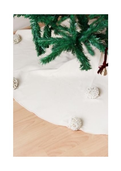 & Stone Ponponlu Yılbaşı Çam Ağaç Altı Örtüsü 120 cm Çaplı