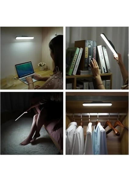 Mıknatıslı Kabin Makyaj Tıraş LED Işık USB Şarjlı Kablosuz Hero LED Lamba 30CM 5 Watt 32 Ledli (Siyah)