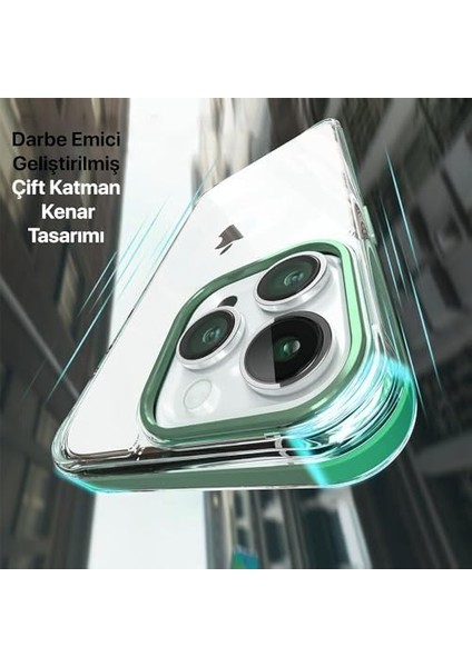 Iphone 15 Pro Için Dropcover Serisi Arkası Sert Şeffaf Kenarları Darbe Önleyici Çizgi Detaylı Koruyuculuğu Yüksek Kılıf (Yeşil, 15 Pro) fiyatları