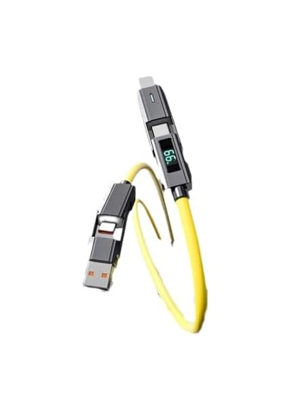 4 In 1 LED Ekranlı 65W-27W Pd USB Ios Type C Super Turbo Fast Aaa+ Kalite Şarj ve Data Kablosu