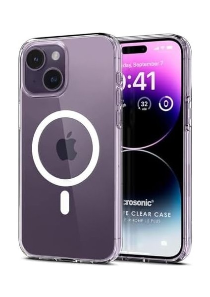 Apple iPhone 15 Plus Için Magsafe Clear Soft Şeffaf [Apple iPhone 15 Plus ile Uyumlu Kılıf - Şeffaf]
