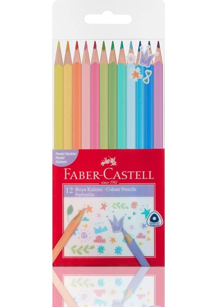 Pastel Renkler Üçgen Boya Kalemi 12'li