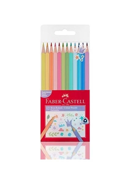 Pastel Renkler Üçgen Boya Kalemi 12'li