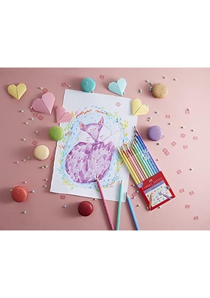 Pastel Renkler Üçgen Boya Kalemi 12'li