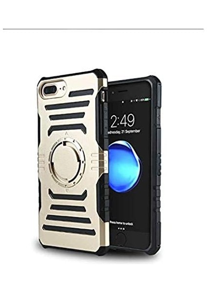 11652 Apple iPhone 7 ile Uyumlu Plus Için Kılıf 2 In 1 Kol Bandı, Gold