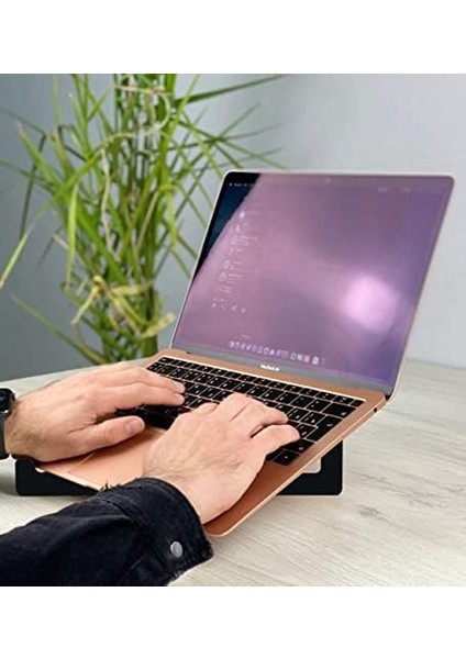 Gift Taşınabilir Siyah Ahşap Notebook Laptop Standı