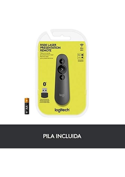R500S Sunucu, Lazer Sınıfı 1, Bluetooth ve USB Için, Evrensel Uyumlu, 20 Metre Menzil, Yapılandırılabilir, 12 Ay Çalışma Süresine Sahip Akıllı Pil Kullanımı, Koyu Gri