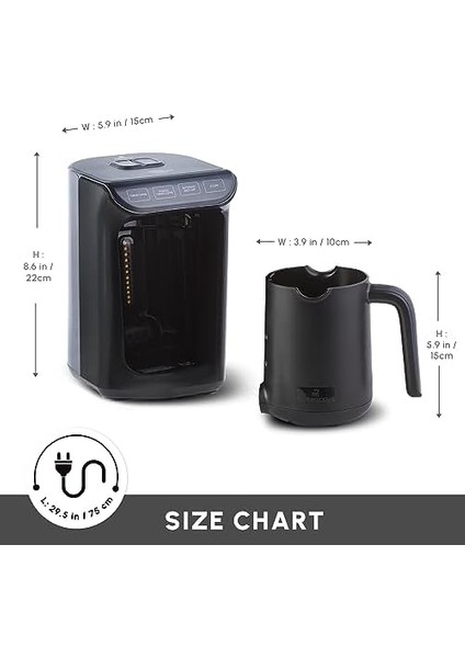 Hatır Köz Türk Kahve Makinesi Shiny Black 535 W
