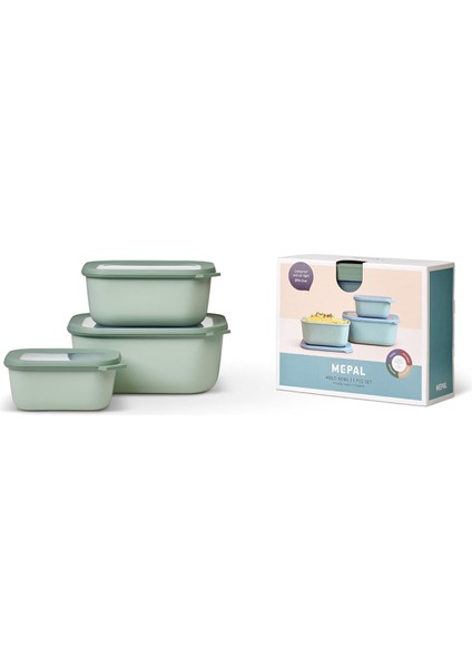 Çok Kaseli Cirqula Dikdörtgen 3 Parçalı Set (750+1500+3000)- Nordic Sage