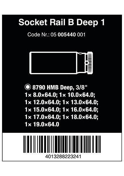 05005440001 Mıknatıslı Lokma Çubuğu, B Deep 1 Lokma Anahtar Seti, 3/8 Inç Tahrikli, 9 Parça