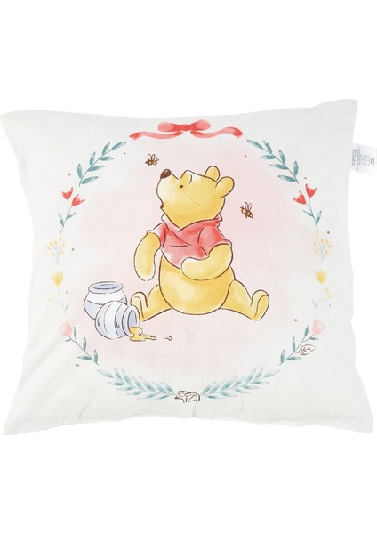 Winnie The Pooh Lisanslı Karakter BASKILI%100 Pamuk Kırlent, Çok Renkli, 40X40 cm