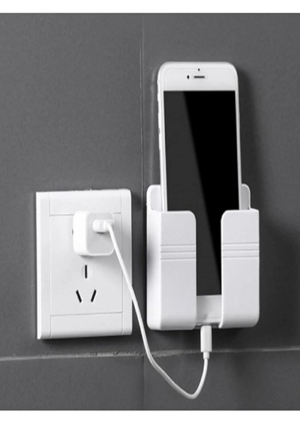 Telefon ve Kumanda Standı, Plastik, Beyaz, Şarj Istasyonu