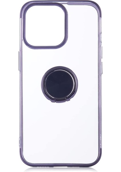 Apple iPhone 13 Pro Max Kılıf 4 Köşe Renkli Yüzüklü Gess Silikon Siyah