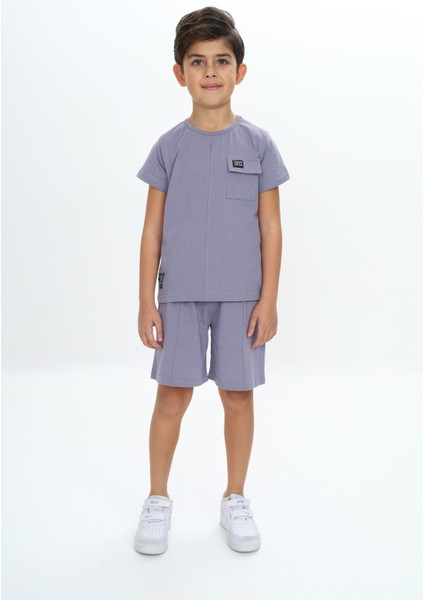 Erkek Çocuk Göğsü Cepli Armalı Şortlu Takım