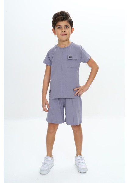 Erkek Çocuk Göğsü Cepli Armalı Şortlu Takım modelleri