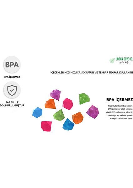 . - Renkli Elmas Şeklinde Buz Küpleri, 15’li Paket, Yeniden Kullanılabilir, Bpa Içermez indirimleri