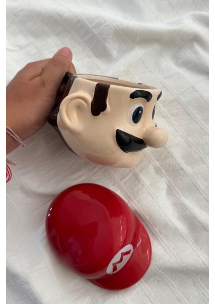 Super Mario 3D Tasarım Şapka Kapaklı Kupa Bardak