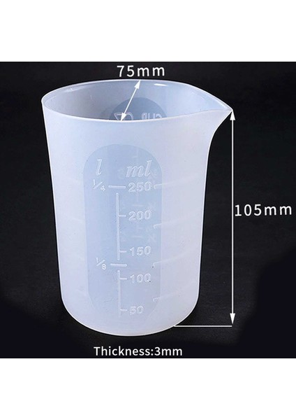 Epoksi Reçine Silikon Beaker Döküm Karıştırma Kabı Uçlu 250 ml