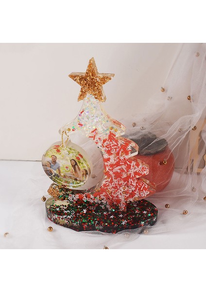 Epoksi Reçine Silikon Yılbaşı Noel Çam Ağacı Fotoğraf Çerçevesi Dekoratif Resimlik Kalıbı