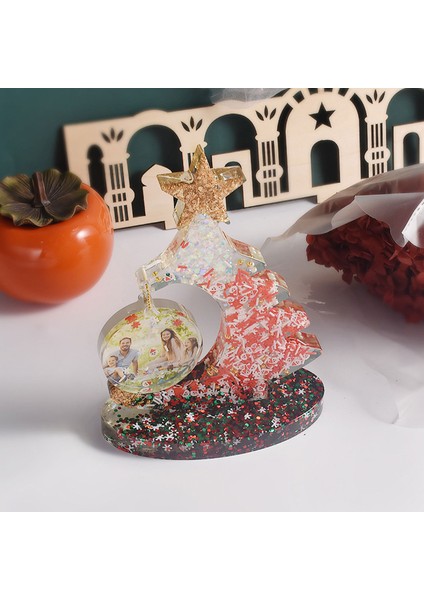 Epoksi Reçine Silikon Yılbaşı Noel Çam Ağacı Fotoğraf Çerçevesi Dekoratif Resimlik Kalıbı