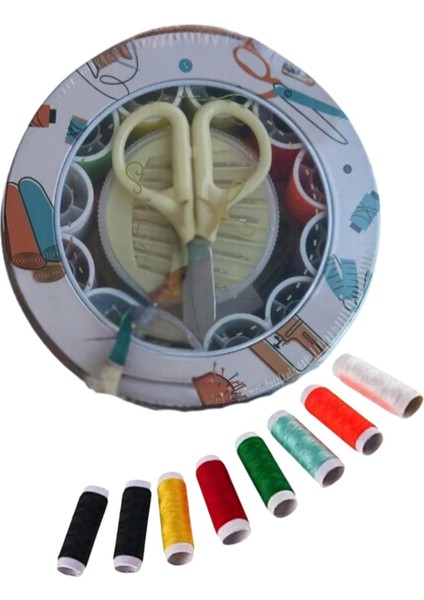 İplik Set Teneke Kutu Dikiş Seti
