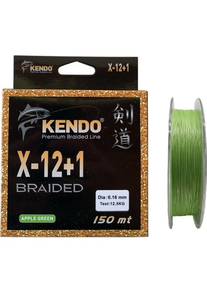 X-12+1 Braided 150MT 0.16MM Apple Green Örgü Ip Misina