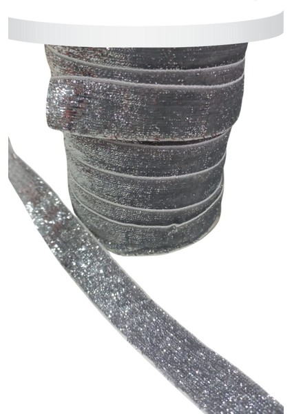 Kadife Kurdele Simli 2 cm Gümüş 2 Metre