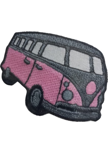 Aplike Ütü Ile Yapışan Otobüs Pembe-Gri Arma 4x2,5 cm