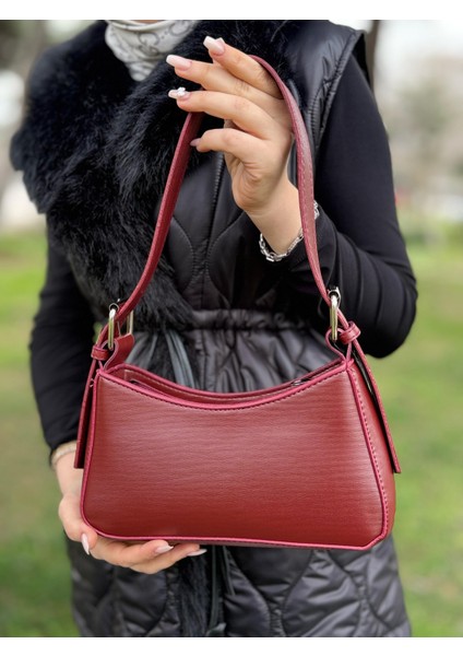 Bordo Kadın Baget Ayarlanabilir Askılı Şık El ve Omuz Çantası indirimleri