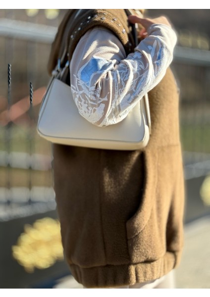 Krem Kadın Baget Ayarlanabilir Askılı Şık El ve Omuz Çantası modelleri