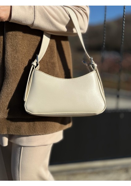 Krem Kadın Baget Ayarlanabilir Askılı Şık El ve Omuz Çantası fırsatları