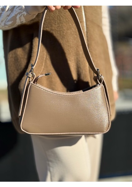 Koyu Vizon Kadın Baget Ayarlanabilir Askılı Şık El ve Omuz Çantası modelleri