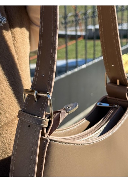 Koyu Vizon Kadın Baget Ayarlanabilir Askılı Şık El ve Omuz Çantası indirimleri