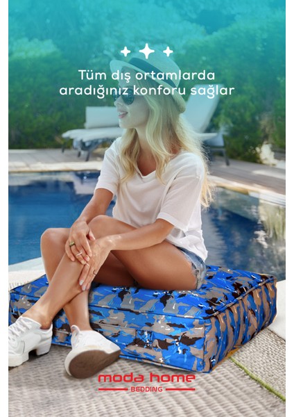 Sıvı Geçirmez Minder | Dekoratif,balkon, Bahçe, Plaj, Kamp, Havuz ve Palet Minderi(Kare Mg)
