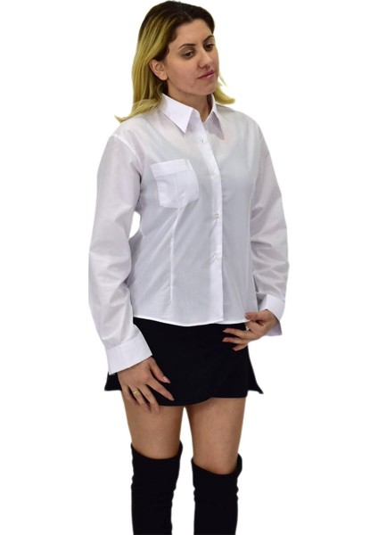 Kadın Beyaz Belden Oturtmalı Silim Fit Gömlek Vsrlıs fiyatları