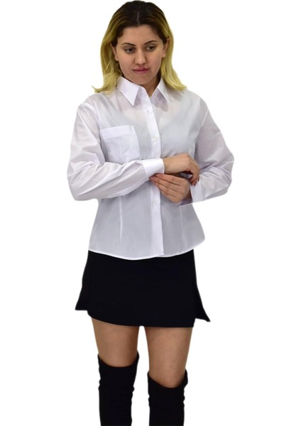 Kadın Beyaz Belden Oturtmalı Silim Fit Gömlek Vsrlıs modelleri