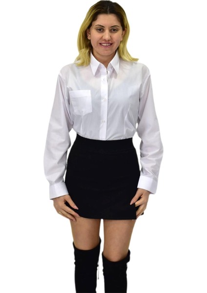 Kadın Beyaz Belden Oturtmalı Silim Fit Gömlek Vsrlıs fırsatları