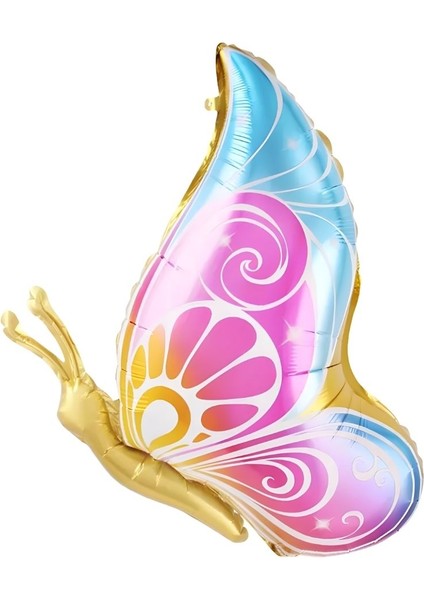 Renkli Altın Kelebek Folyo Balon 1 Adet