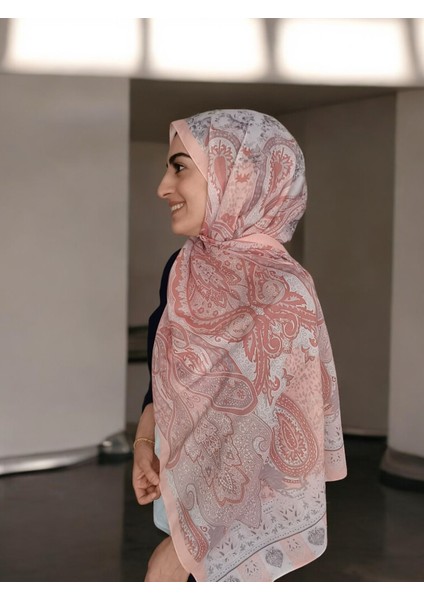 Pudra - Etnik Etro Desen Pamuk Soft Şal