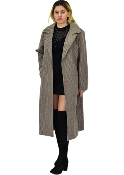 Kadın Çizgili Uzun Kaşe Kaban BGL-ST04118 fiyatları