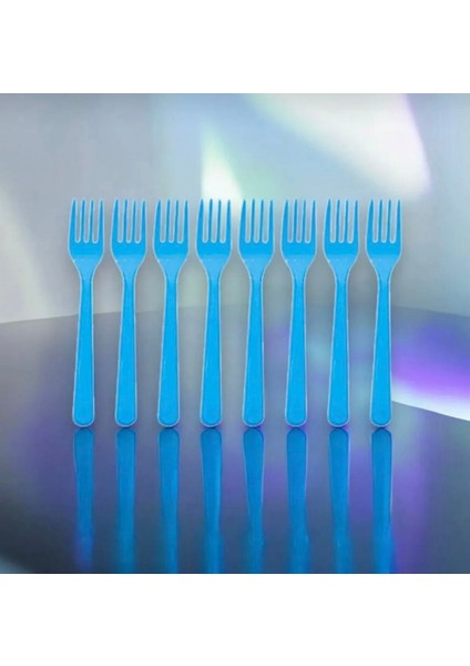 Mavi Plastik Çatal 25'li Doğum Günü Piknik Tek Kullanımlık Kullan At